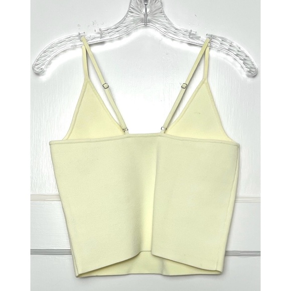 ALC 90s Pastel Yellow Compact Knit Scoop Neck Sleeveless Cropped Cami Tank Top L - Picture 8 of 11